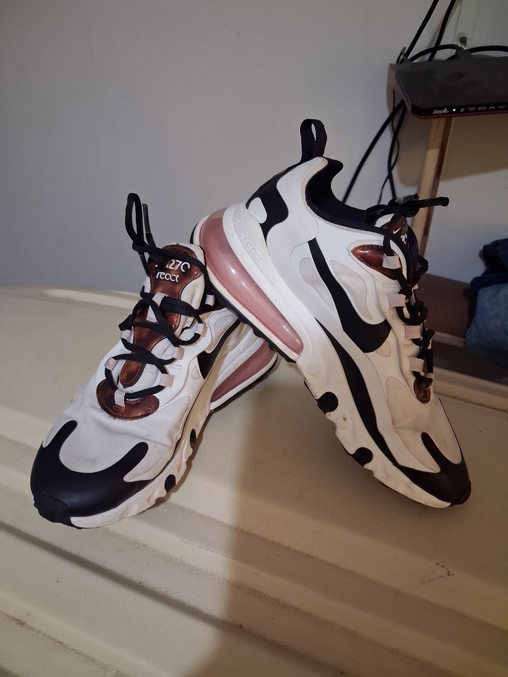 Nike White Black Sneakers with Pink Accents